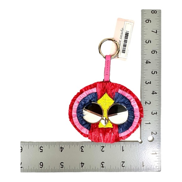 Kate Spade Keychain Spademals Multicolor Raffia & Leather Preeny Peacock Keyfob - Picture 6 of 6